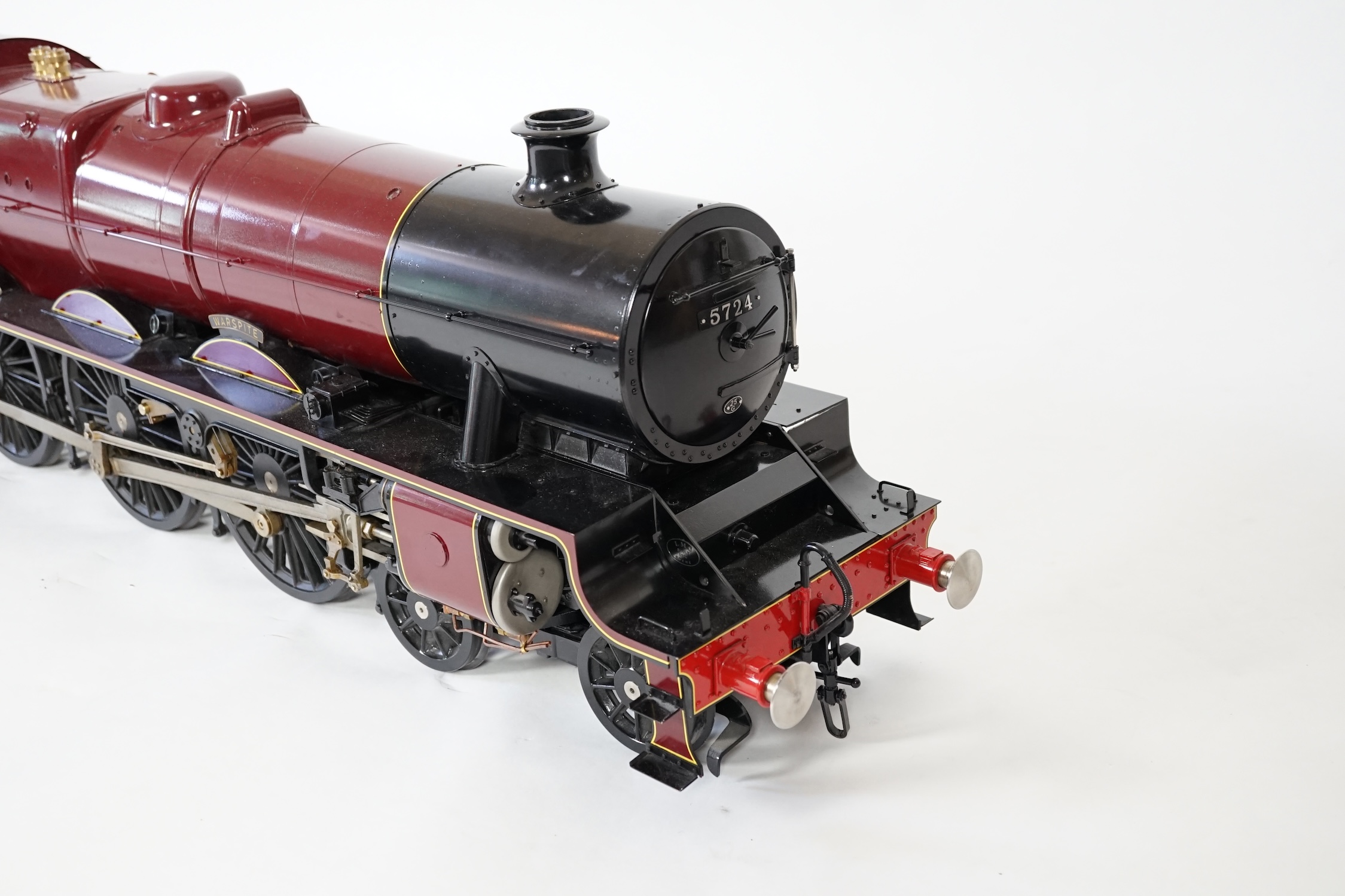 A Kingscale by Silver Crest Models 5 inch gauge coal fired live steam LMS Jubilee Class 4-6-0 locomotive, in lined maroon livery as Warspite 5724